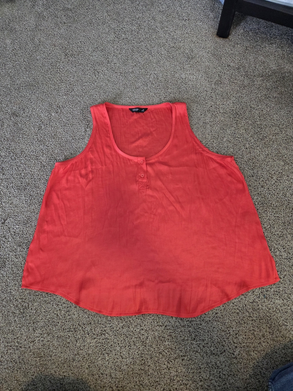 Simply Vera Vera Wang Red Scoop Neck Henley Tank